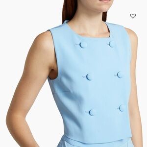 Veronica Beard Sky Blue Sleeveless Top with Button Details